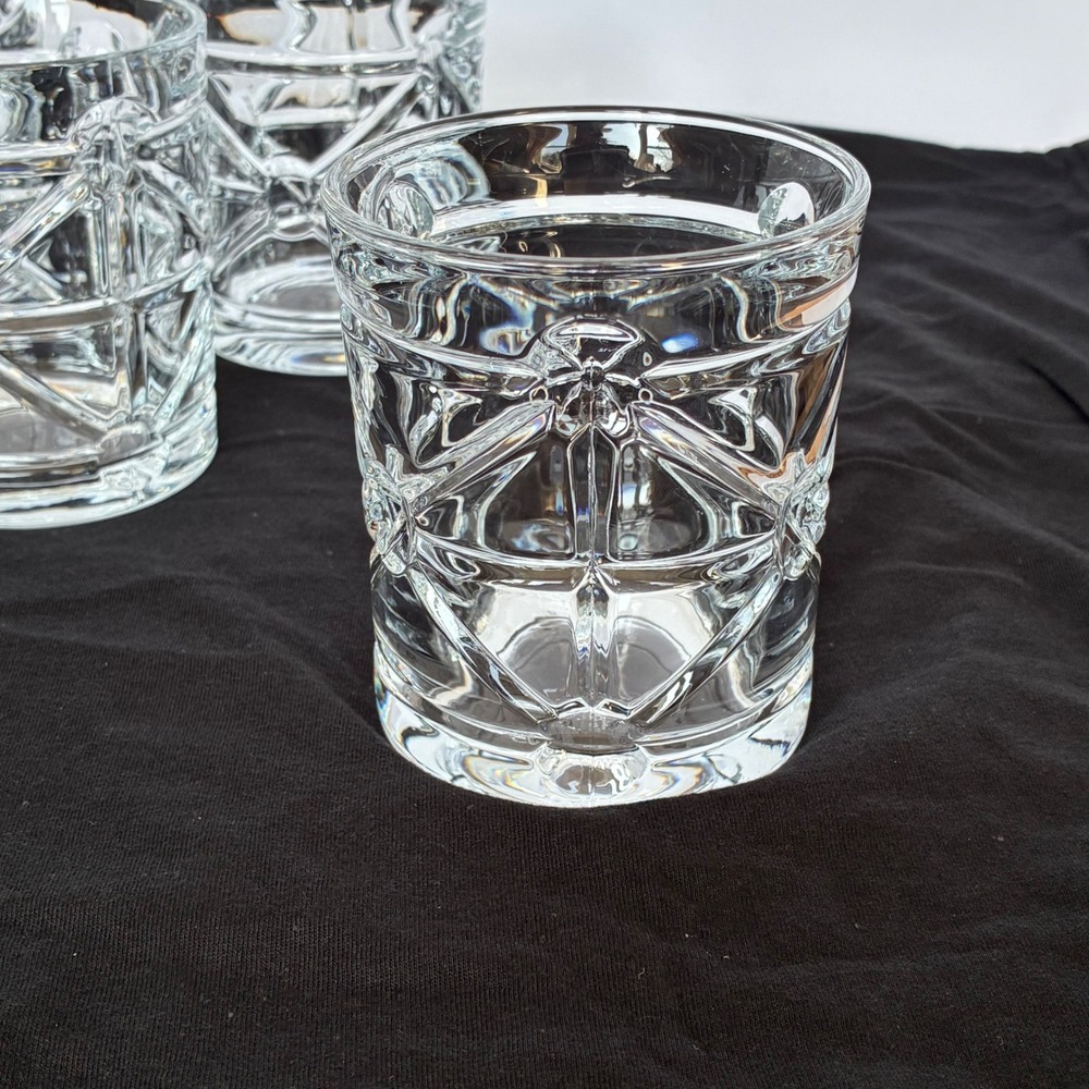 Circleware Bristol 5 Geometric Embossed Rocks Glasses Heavy Base Whiskey 11.3 oz